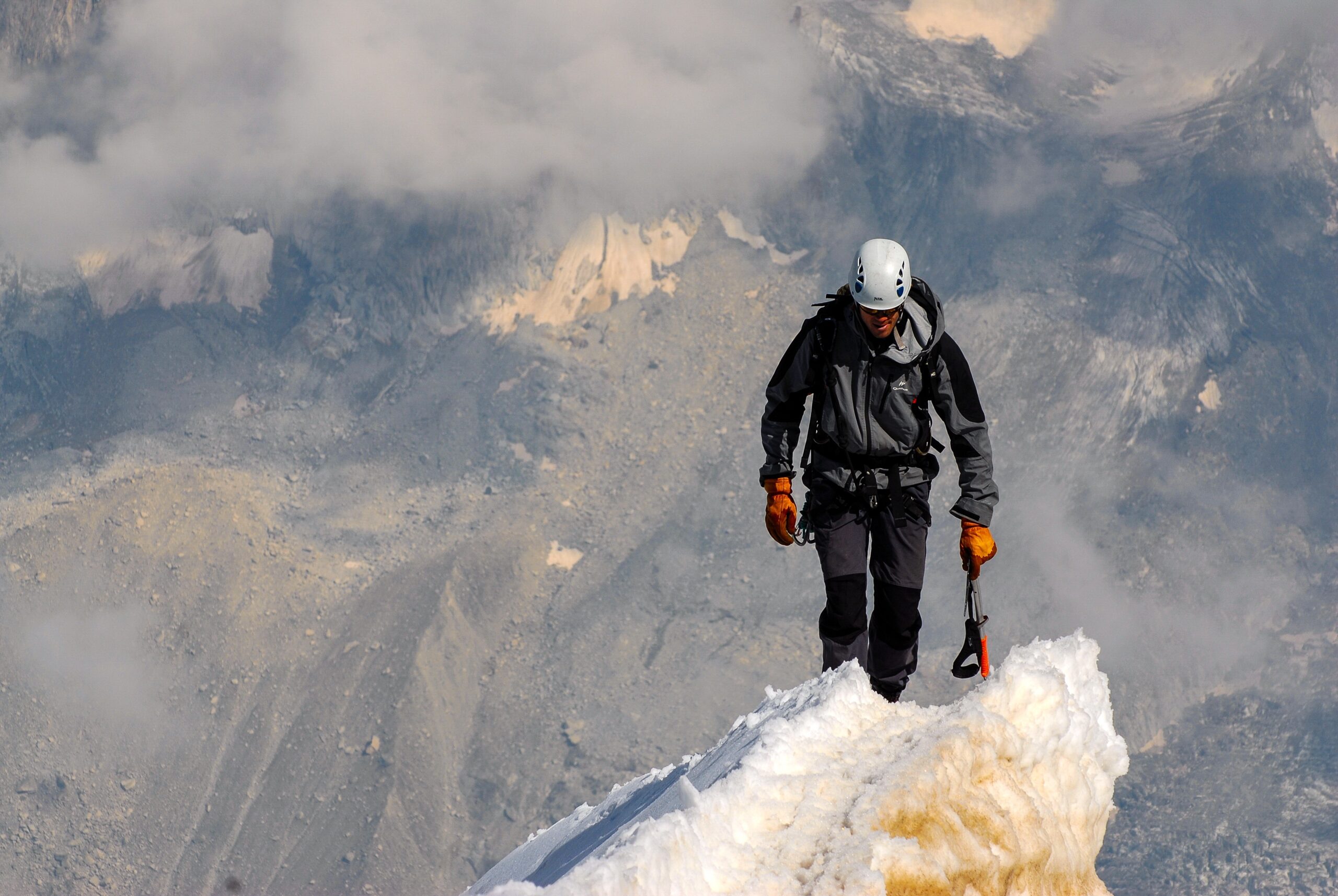 personal tracking example, man on ice mountain