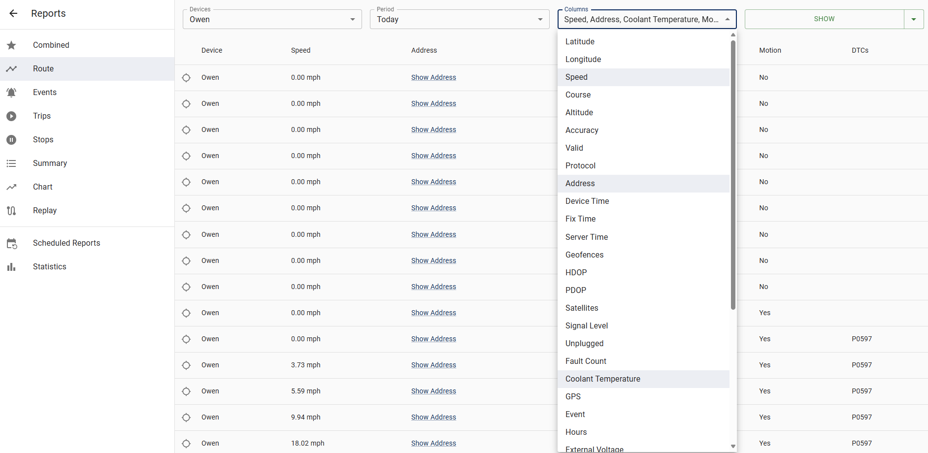 a showcase of the Complexus tracking portal, where you can view what routes your vehicle has taken