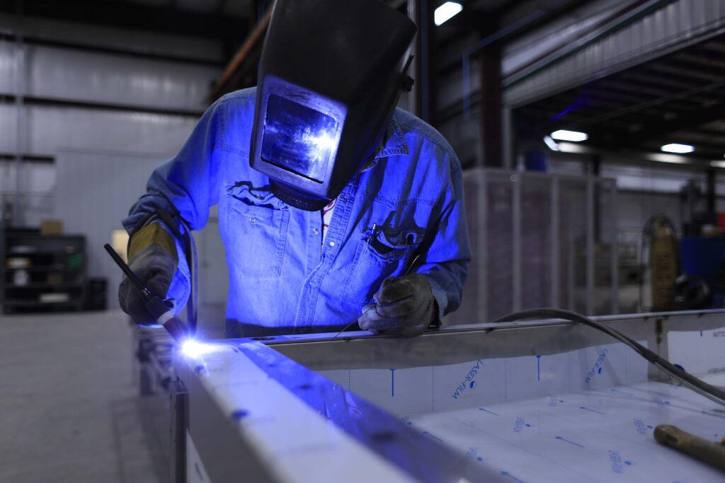 Welder in a plant factory