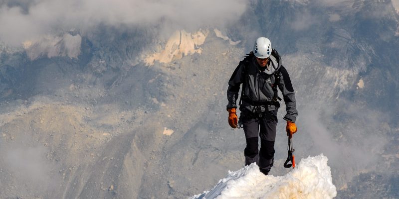 personal tracking example, man on ice mountain